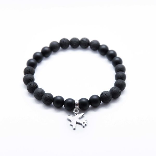 Männer Steinarmband Flugzeug Lava Onyx