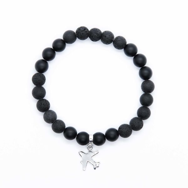 Männer Steinarmband Flugzeug Lava Onyx