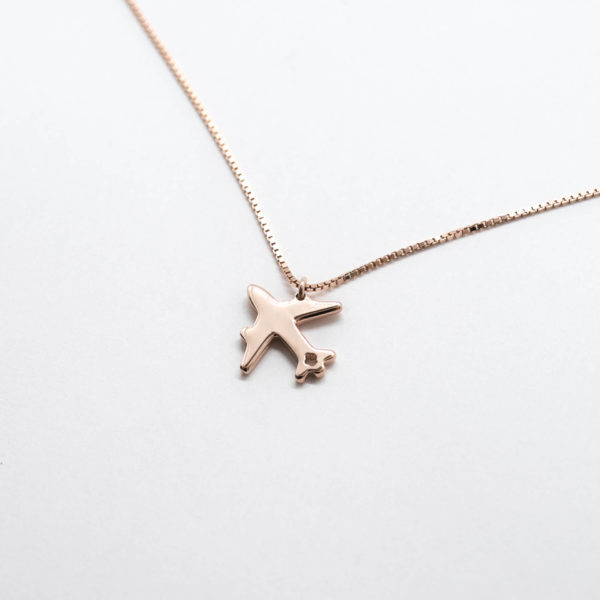 Halskette Flugzeug Anhänger rosé Gold LittleCITY Collection