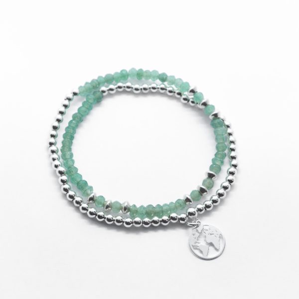 Steinarmband Aventurin Silber Weltkugel