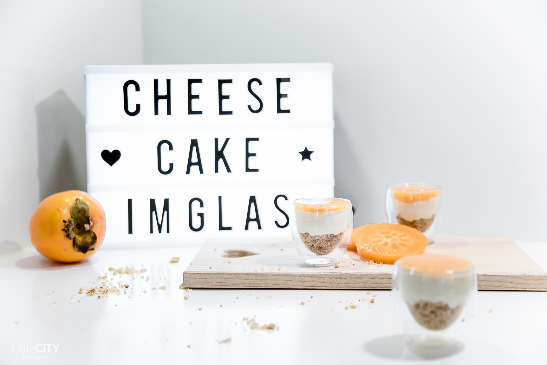 Dessert Ideen im Glas: Cheesecake mit Kaki